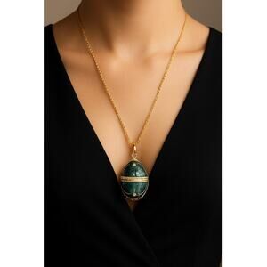 House Of Nikolas Jeweled Beaded Zirconia Deep Green Vintage Necklace NIB 24 Inch